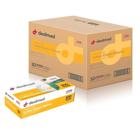 Dealmed Disposable Gloves, Latex, Powder-Free, L, 1000 PK, Beige 787430